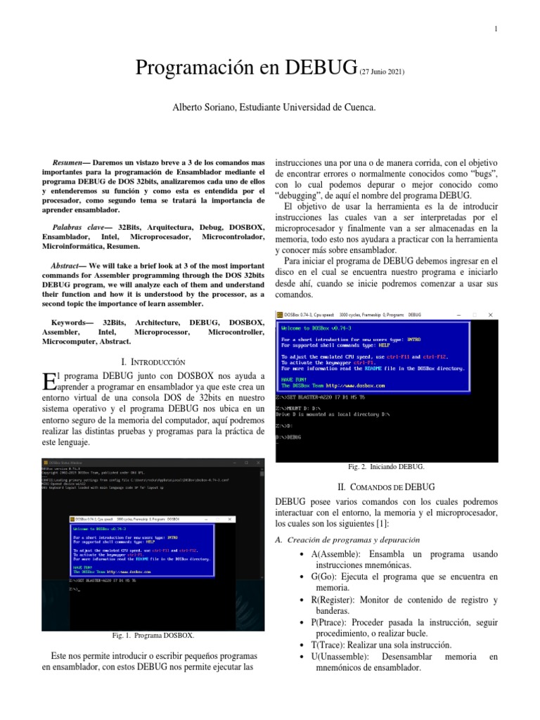Programación en DEBUG | PDF | Lenguaje ensamblador | Ciencias de la ...