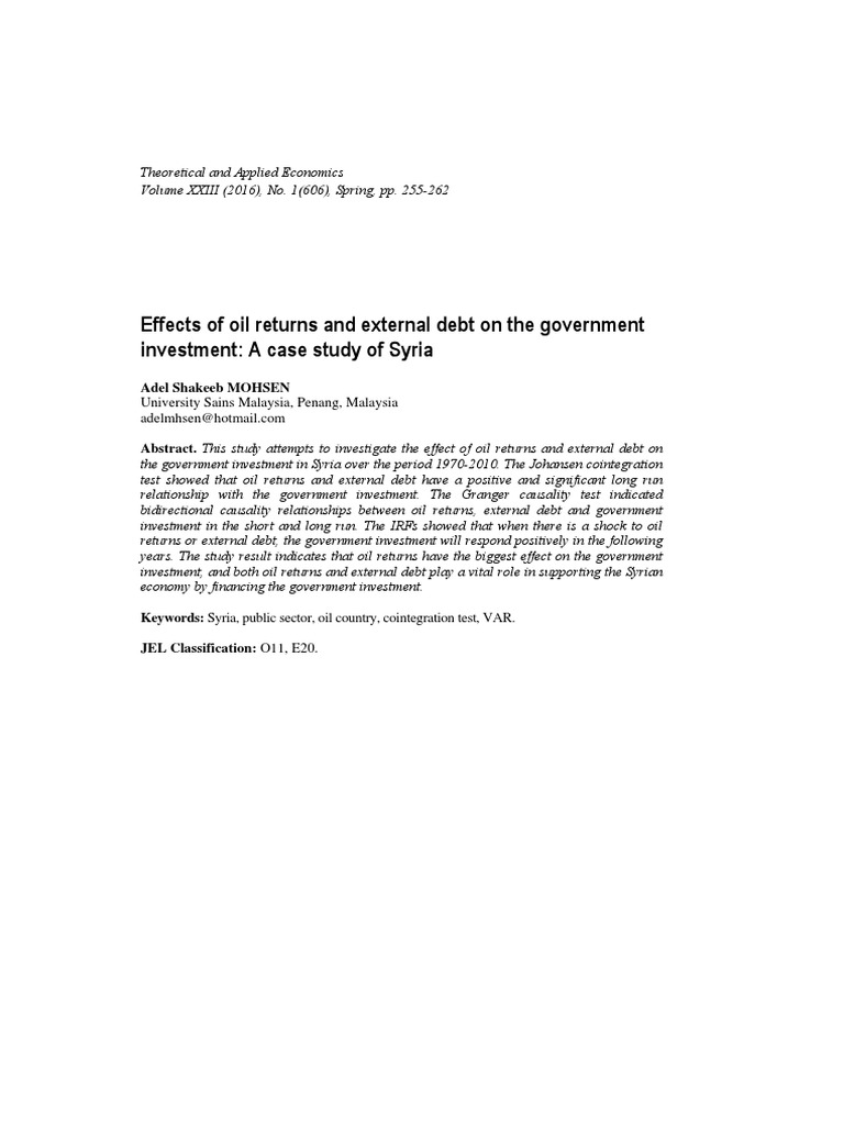 10 Effects of Oil Returns and External Debt On The Government ...