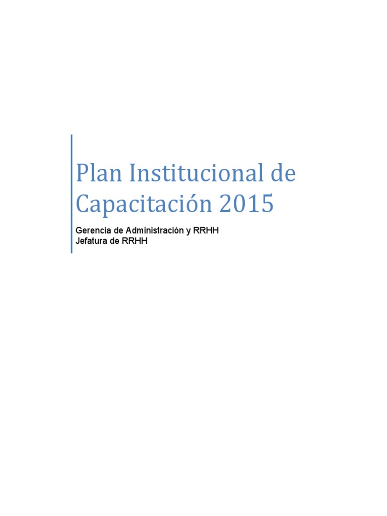 Ejemplo Plan de Capacitación | PDF | Evaluación | Aprendizaje