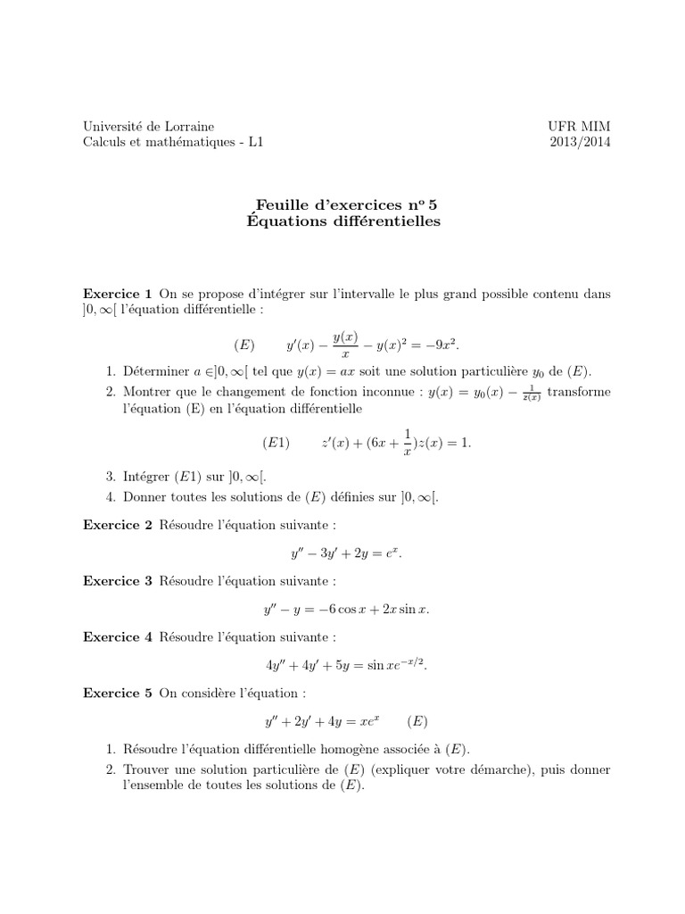 L1CalcMath 1314 TD5 Corrige | PDF | Zéro d'une fonction | Équations