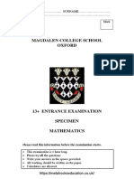 Magdalen College School 13 Maths Specimen Paper