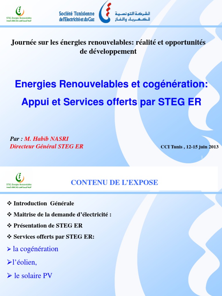 Opportunités des Énergies Renouvelables en Tunisie | PDF | Cogénération ...