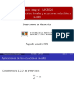 Clase 19 EDO Modelos Lineales, Ecuaciones de Bernoulli y de Ricatti 2021-1