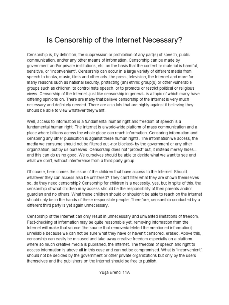 Why Is Internet Censorship Necessary? – WYLC