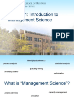 Lecture 1: Introduction To Management Science