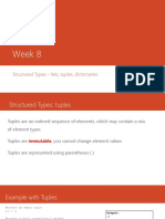 Week 8: Structured Types - Lists, Tuples, Dictionaries