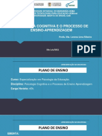 Slide da Web - Psicologia Cognitiva e o processo de ensino-aprendizagem - Prof.ª Lorena Ribeiro