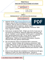 Preparación de soluciones acuosas 1% NaCl, 0.178 M H2SO4 y 0.25 M glucosa