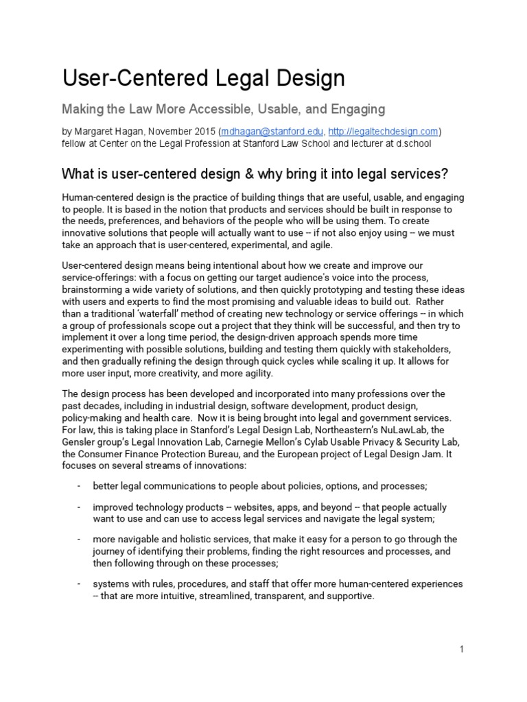 What Is User Centered Design & Why Bring It Into Legal Services? | PDF ...