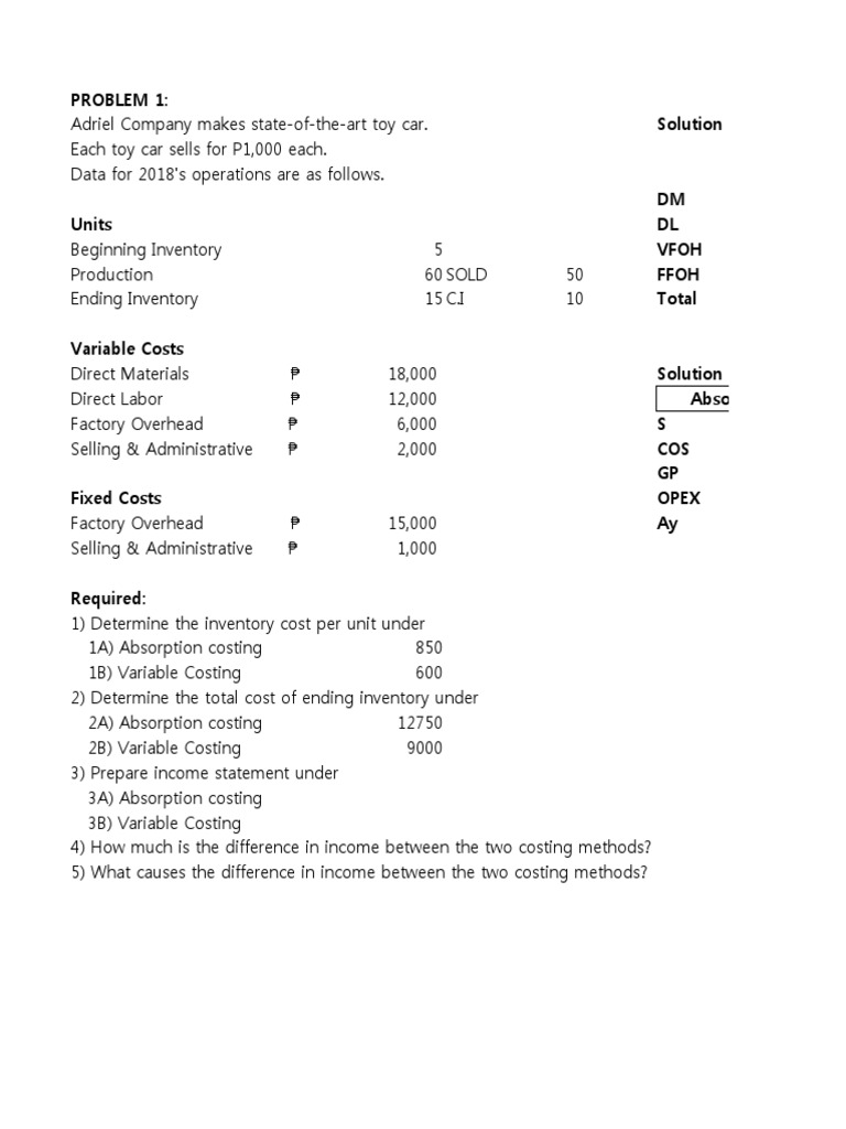 Product Costing (Exercises) | PDF | Inventory | Accounting