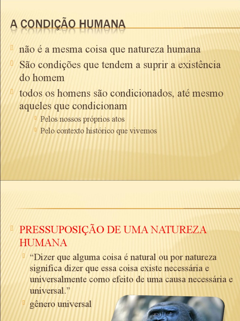 Natureza Humana e Condição Humana | PDF | Humano | Natureza