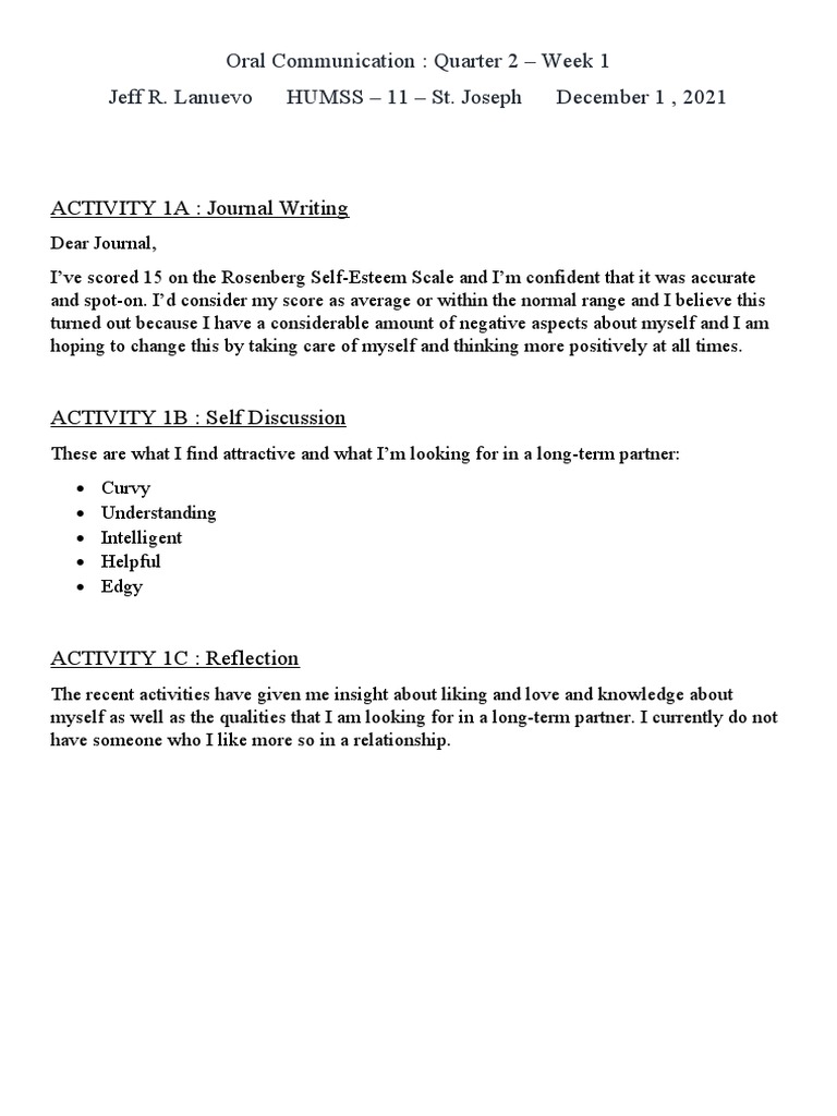 Oral Com Q2 Week 1 | PDF | Career & Growth | Self-Improvement