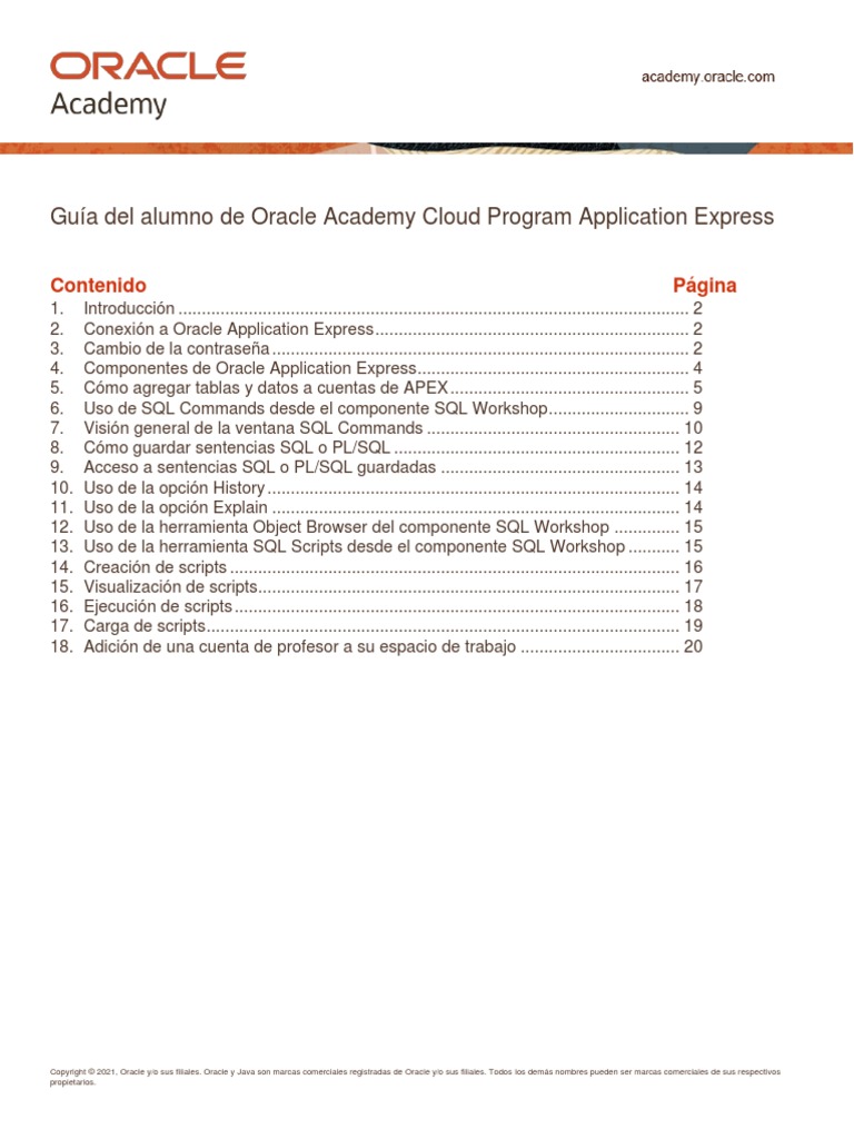 OA Cloud APEX Learner Guide Esp | PDF | SQL | Java (lenguaje de ...