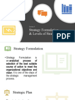 Strategy Formulation & Levels of Strategies: Lesson 3