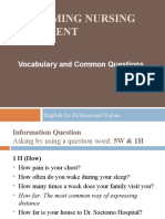 Performing Nursing Assessment: Vocabulary and Common Questions