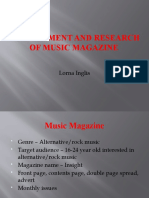 Development and Research of Music Magazine: Lorna Inglis