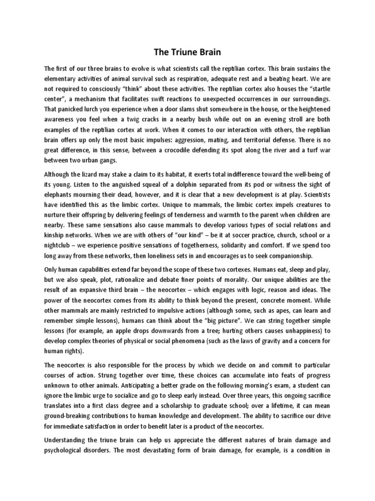 Understanding the Triune Brain Theory | PDF | Brain | Limbic System