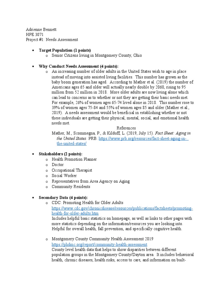Needs Assessment for Seniors in Ohio | PDF | Needs Assessment | Health Care