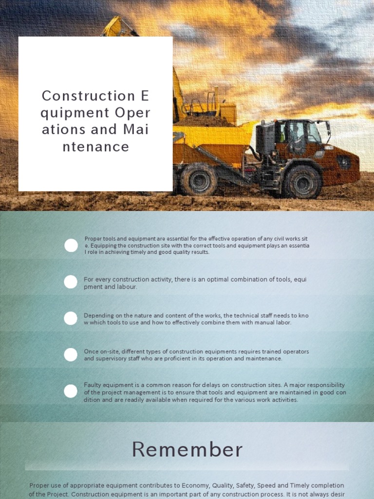 Construction Equipment Operations Guide | PDF | Heavy Equipment ...