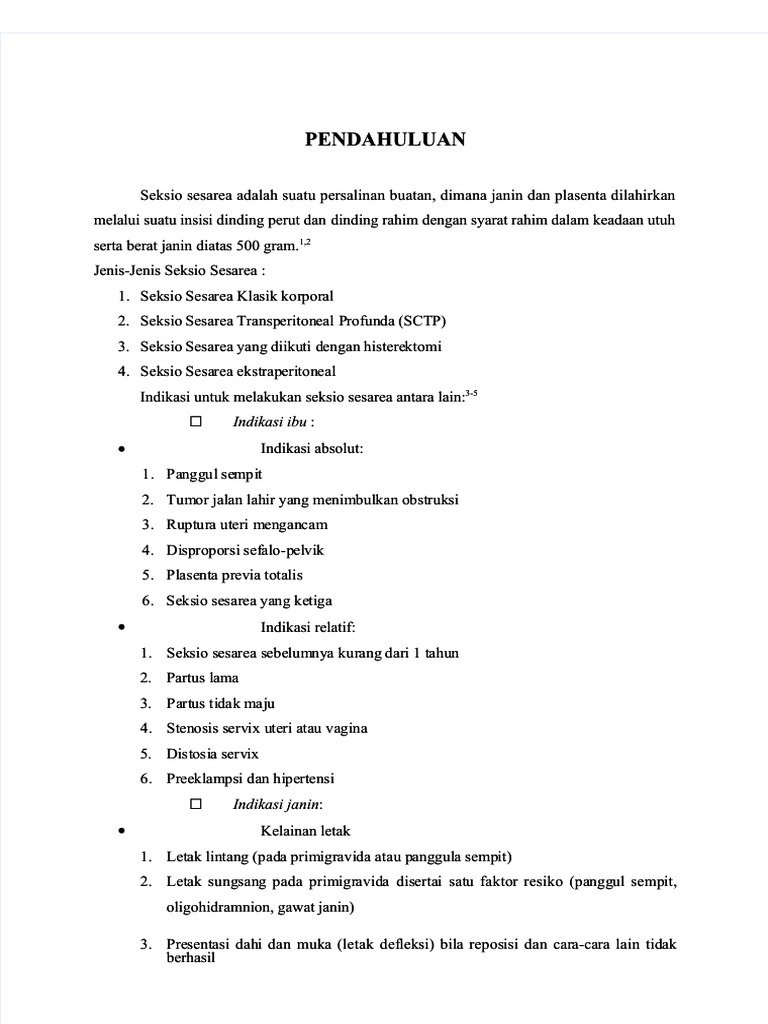 PDF Adhi Sectio Caesarea Ai Bekas SC Oligohydramnion - Compress | PDF