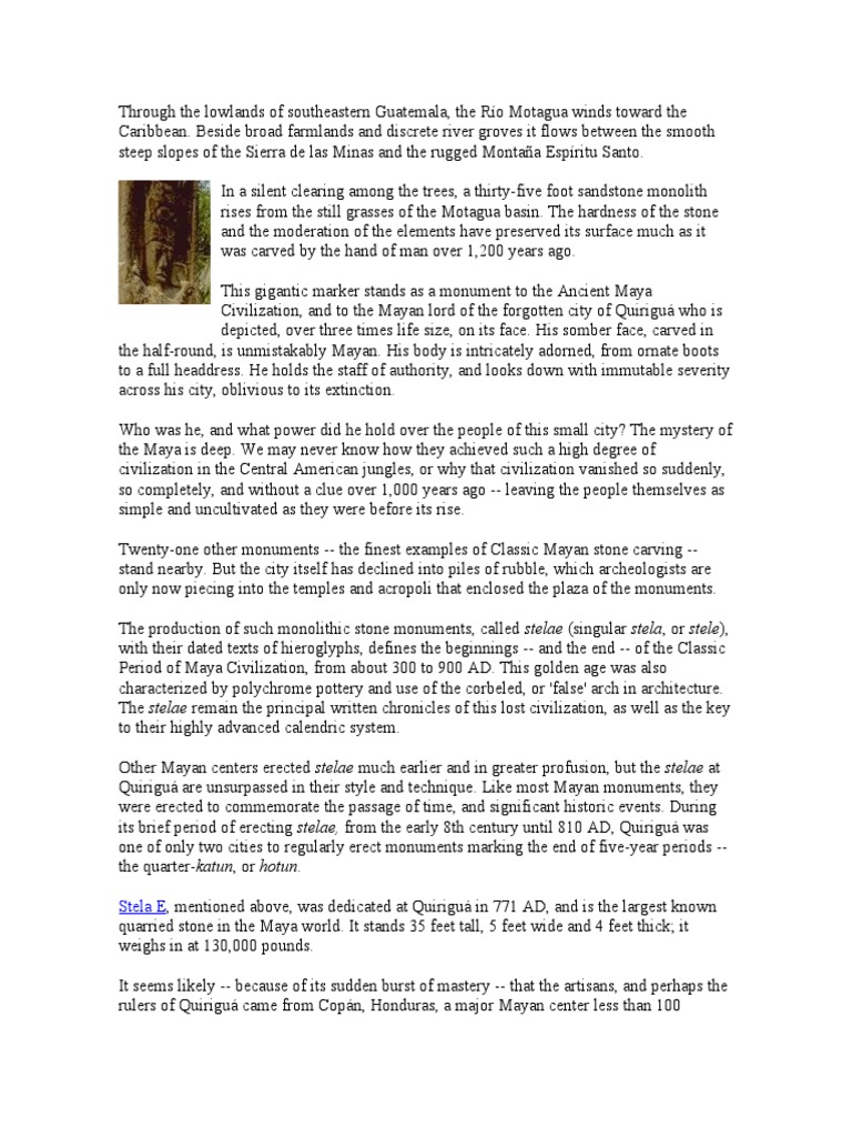 Quiriguá: Monuments of Maya Civilization | PDF | Maya Civilization ...