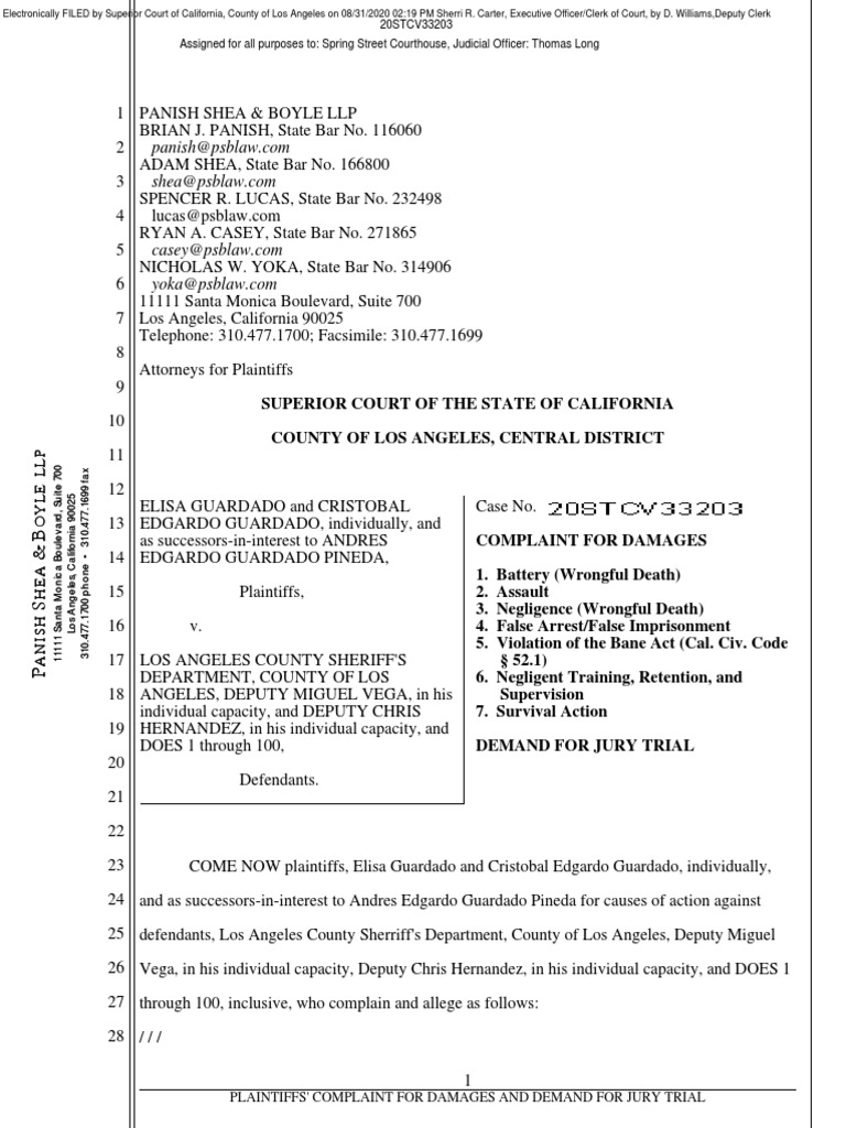 Plaintiffs' Complaint For Damages and Demand For Jury Trial | PDF ...