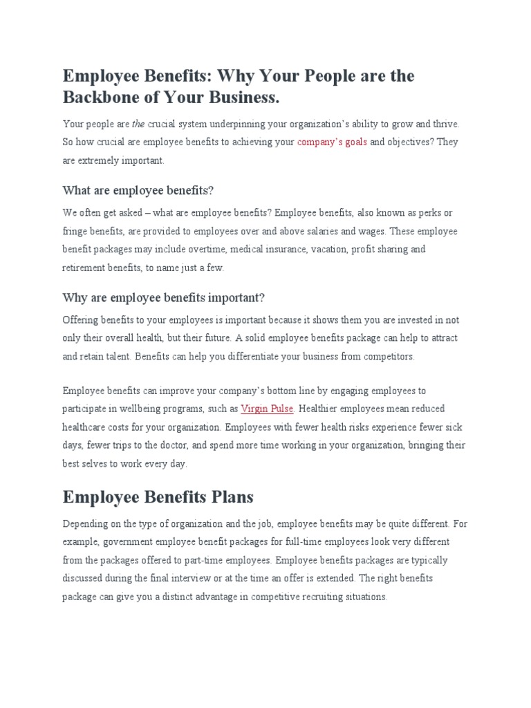 Employee Benefits PDF Employee Benefits Employment