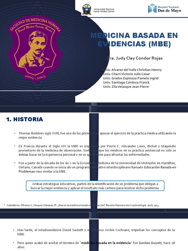 Historia y Principios de la MBE | PDF | Evidencia basada en medicina ...