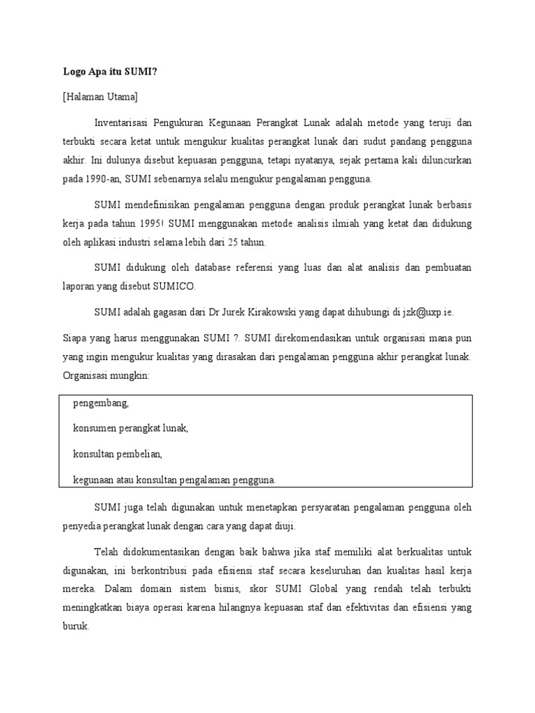 Apa Itu SUMI dan Fungsinya? | PDF