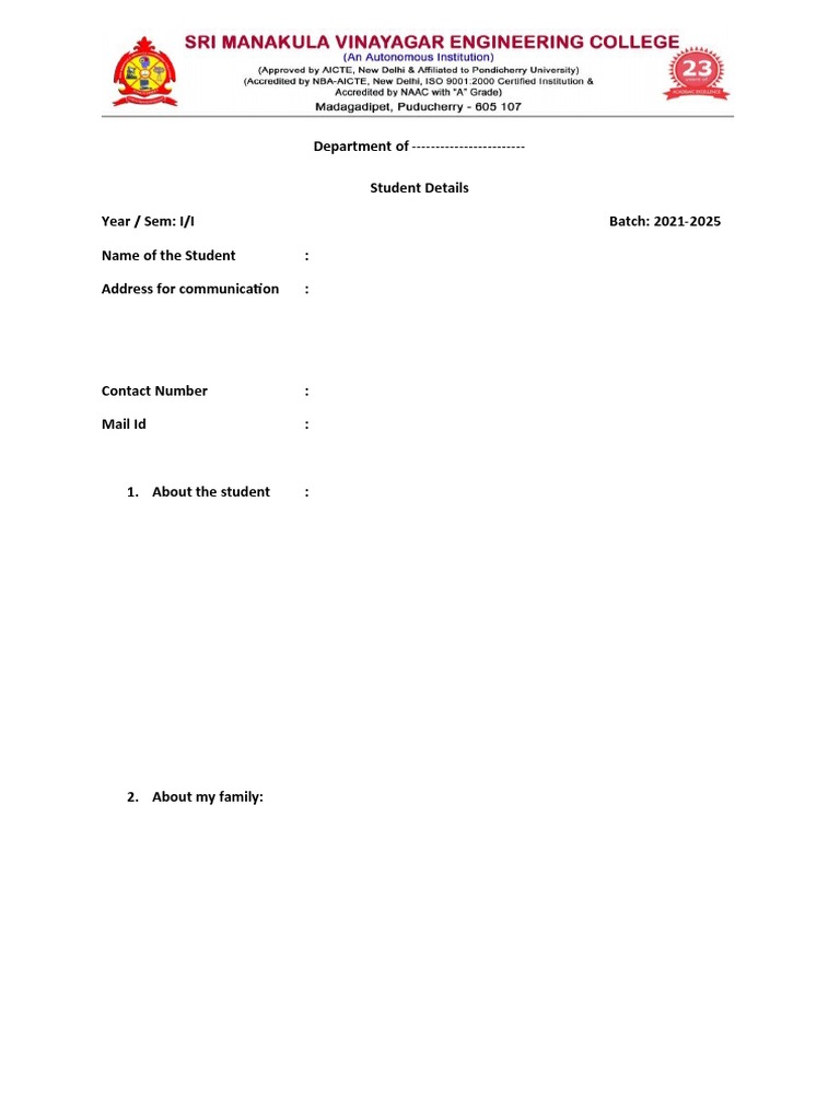 Student Details Batch 2021 2025 Pdf