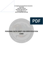 Personal Data Sheet For Identification Card