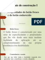 Propriededes Do Betao Fresco