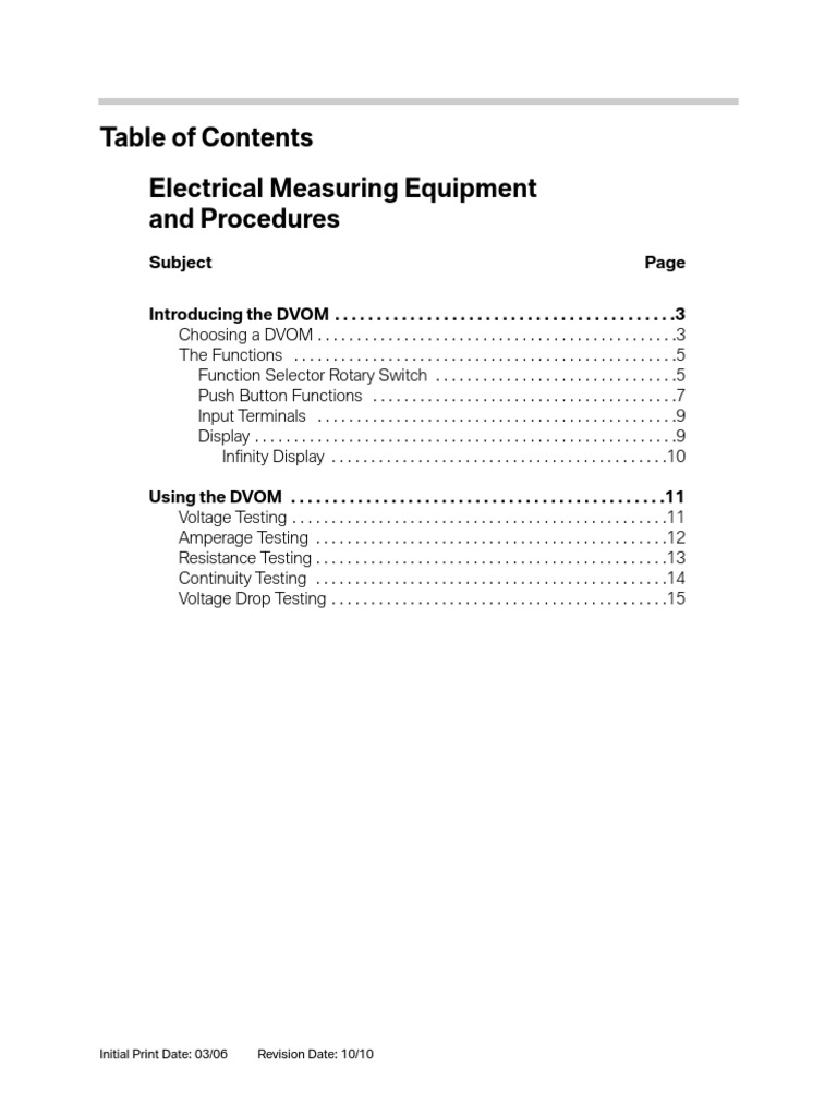 03 Electrical Measuring Equipment and Procedures PDF Electrical Network Electrical Impedance