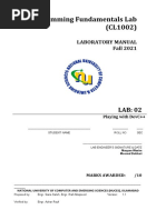 Programming Fundamentals Lab (CL1002) : Laboratory Manual Fall 2021