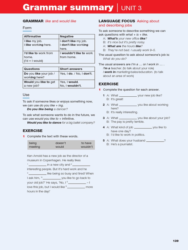 Grammar Language Focus: Like and Would Like | Descargar gratis PDF ...