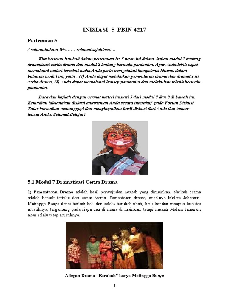 Dramatisasi dan Pantomim dalam Drama | PDF | Seni &amp; Disiplin Bahasa ...