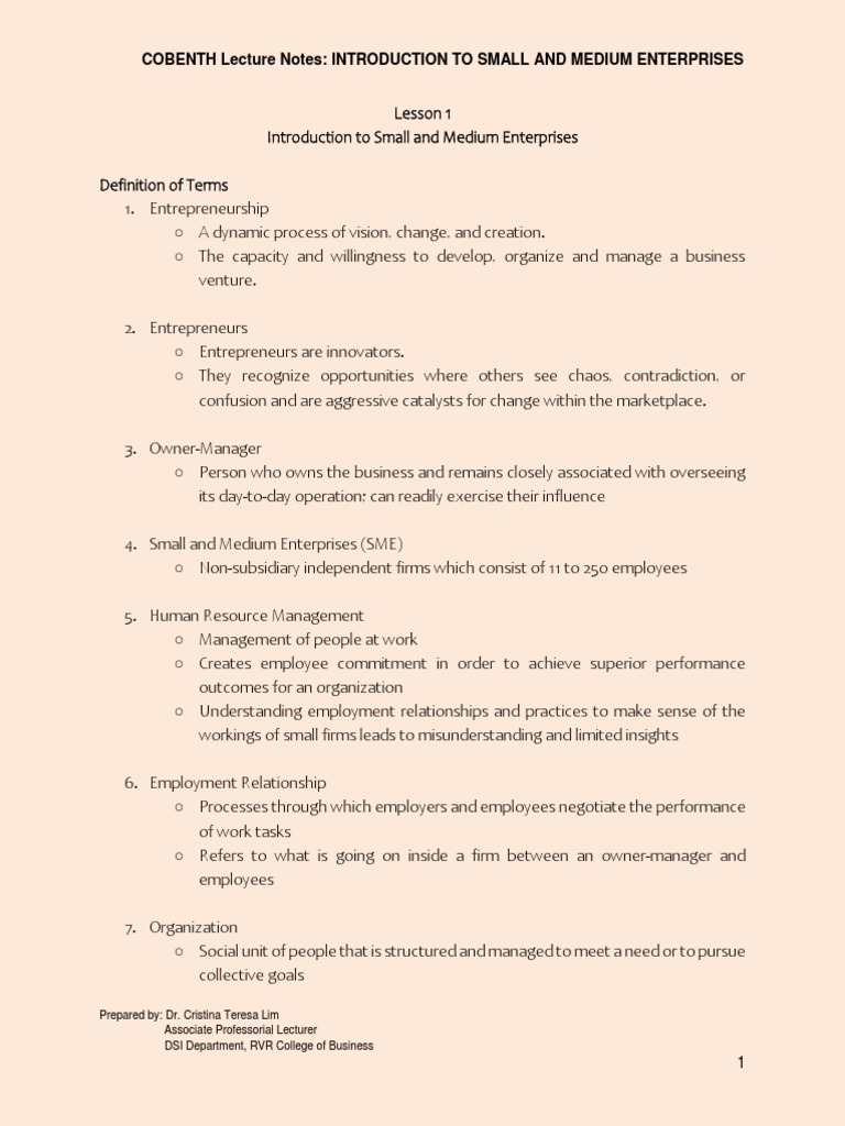 Introduction to SMEs in the Philippines | PDF | Small And Medium Sized ...