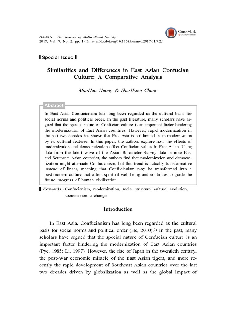 Similarities and Differences in East Asian Confucian Culture: A ...