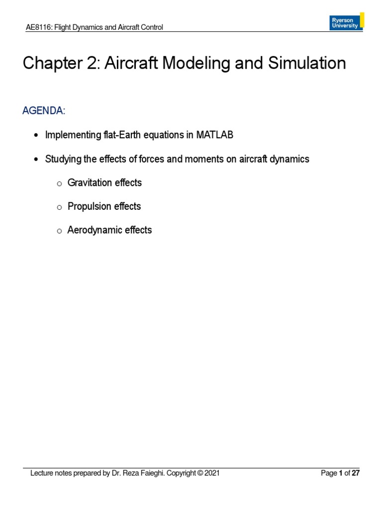 L2 PreLecture Slides Aircraft Modeling and Simulation PDF Flight