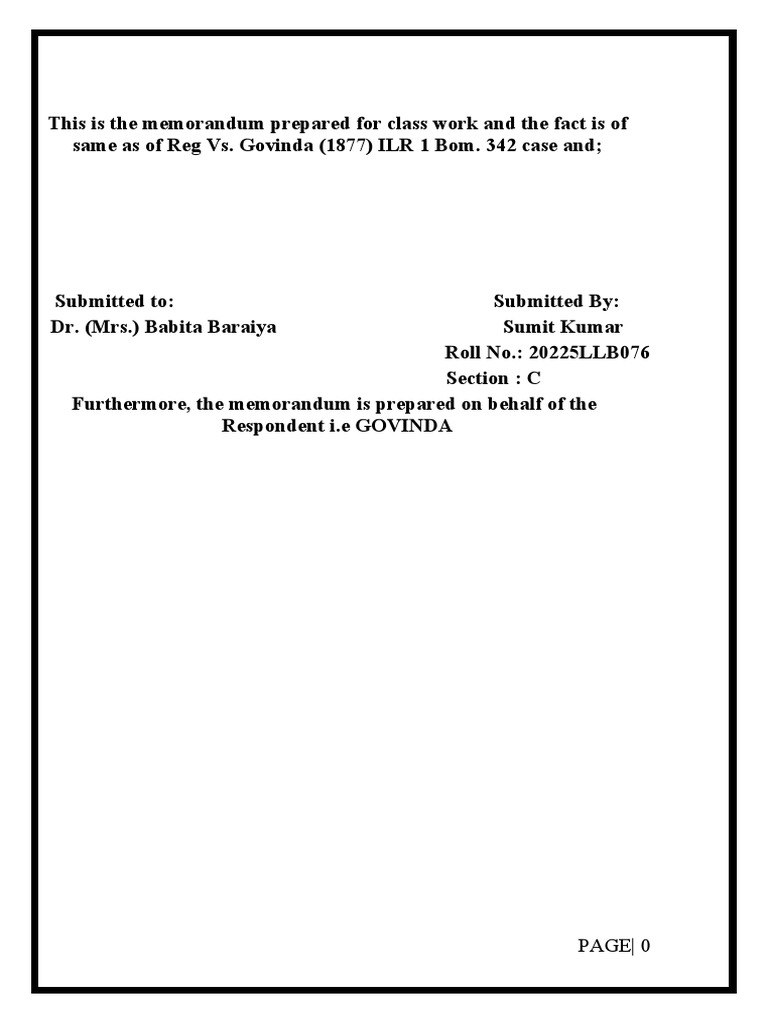 Govinda Case PDF Murder Intention (Criminal Law)