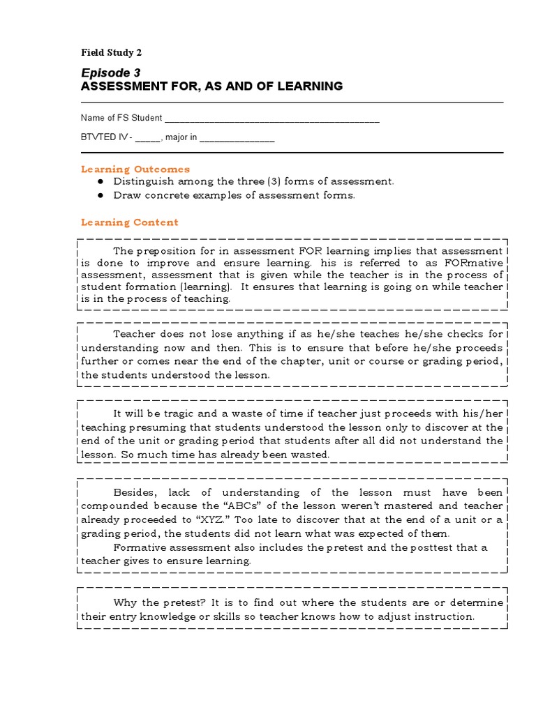 FS2 Episode 3 | PDF | Educational Assessment | Learning