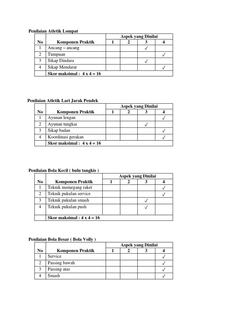 Contoh Penilaian Atletik | PDF