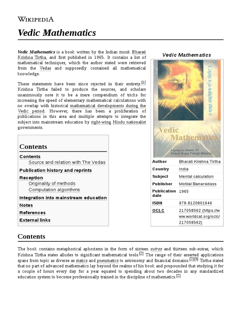 Vedic Mathematics: Vedic Mathematics Is A Book Written by The Indian ...