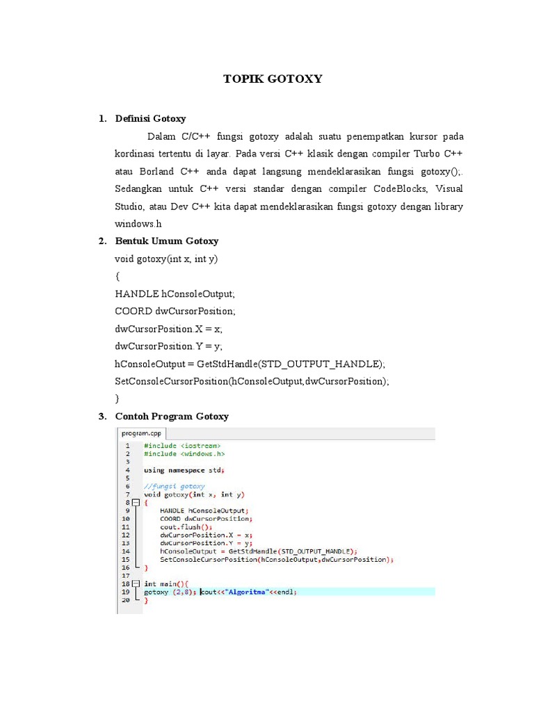 Fungsi Gotoxy dalam C/C++ | PDF