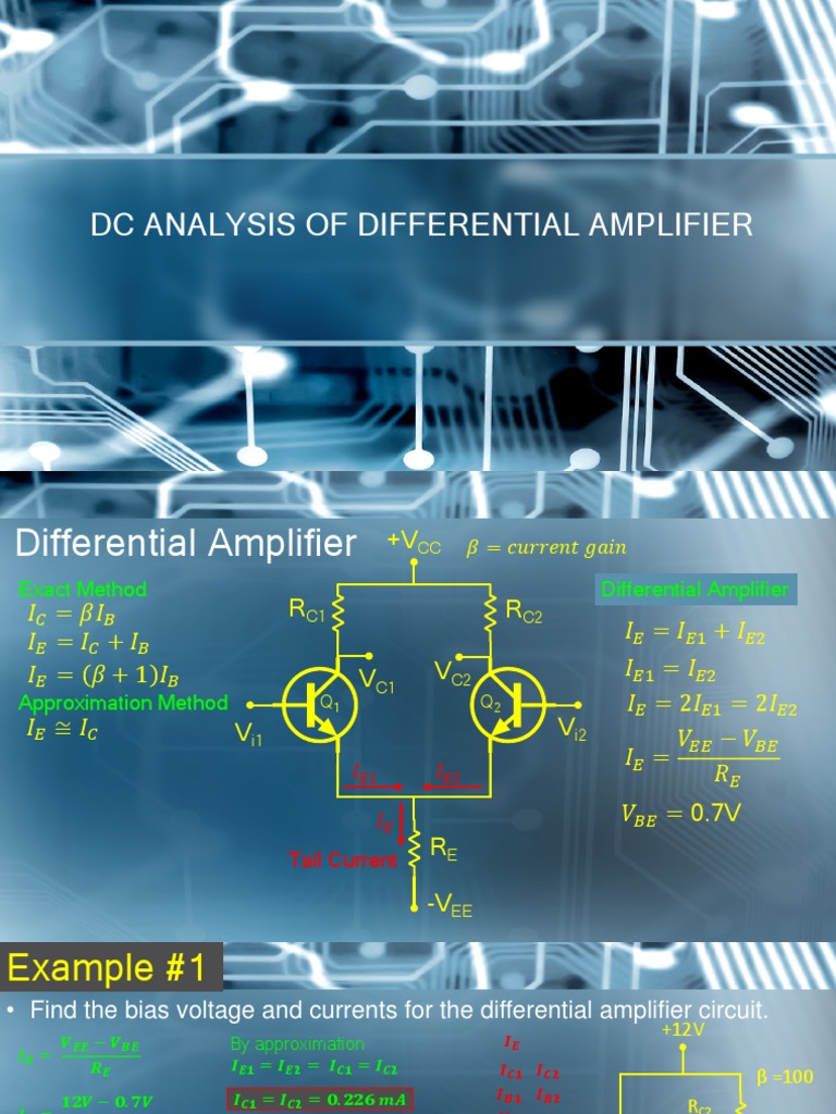 DC Analysis of Differential Amplifier PDF Amplifier Electronics