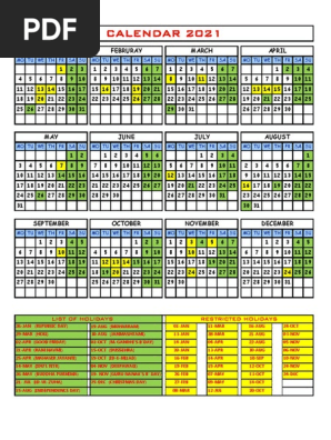 PDIL CALENDAR 2021