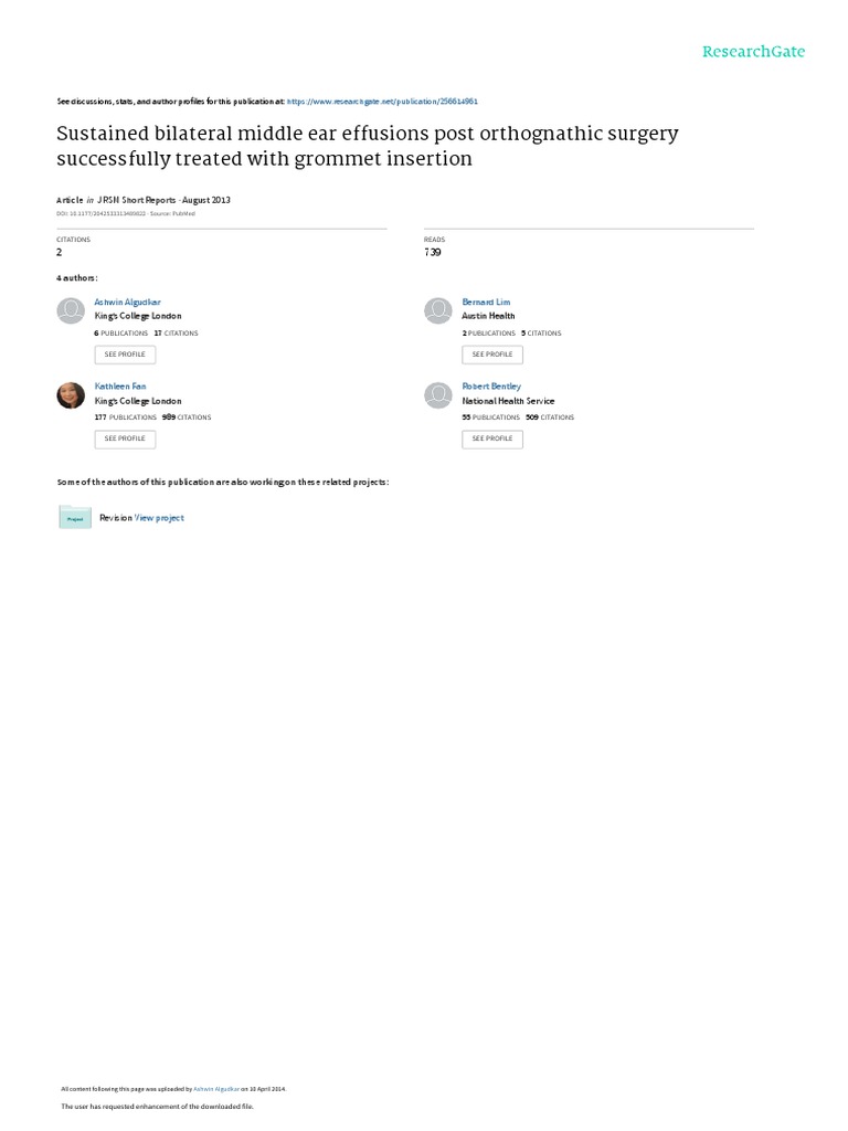 Sustained Bilateral Middle Ear Effusions Post Orthognathic Surgery