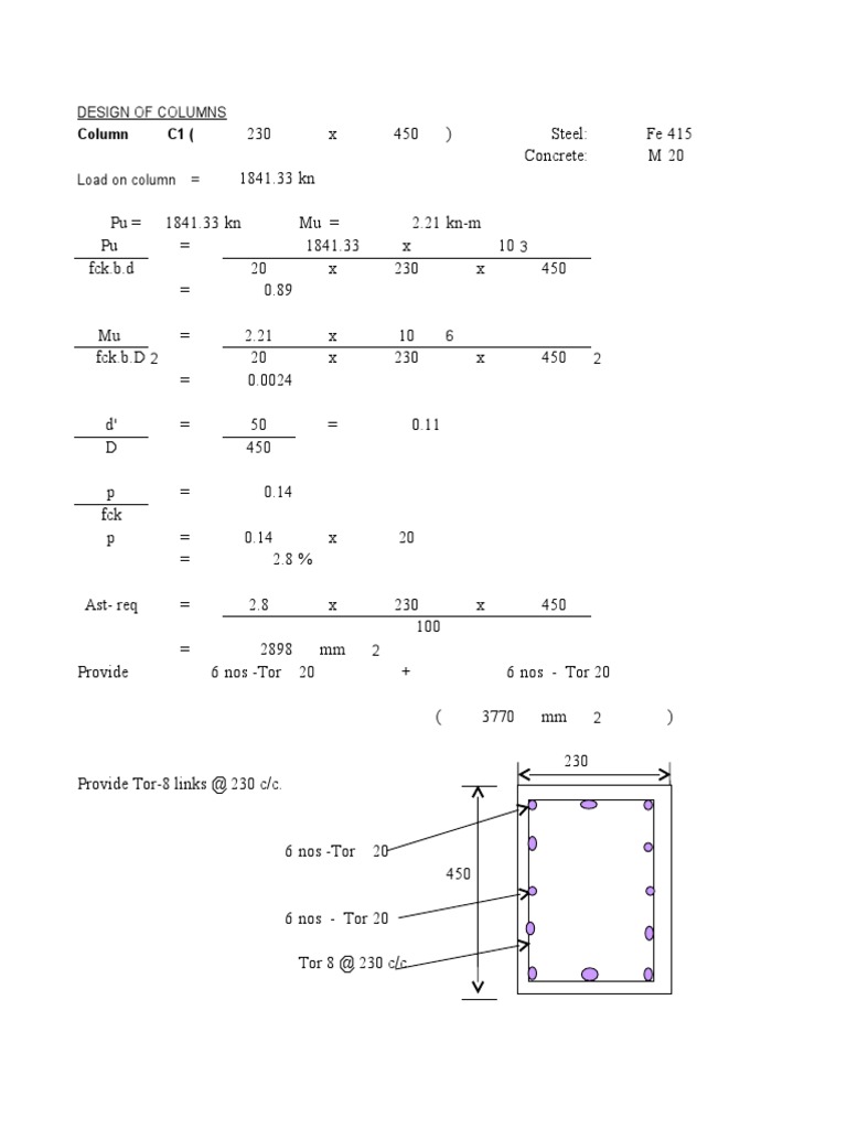 Column C1 (: Design of Columns | PDF | Structural Engineering ...