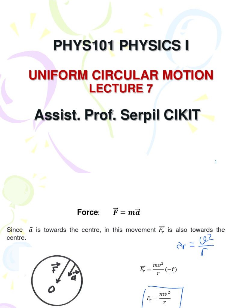 Phys101 Physics I: Uniform Circular Motion | PDF | Force | Speed