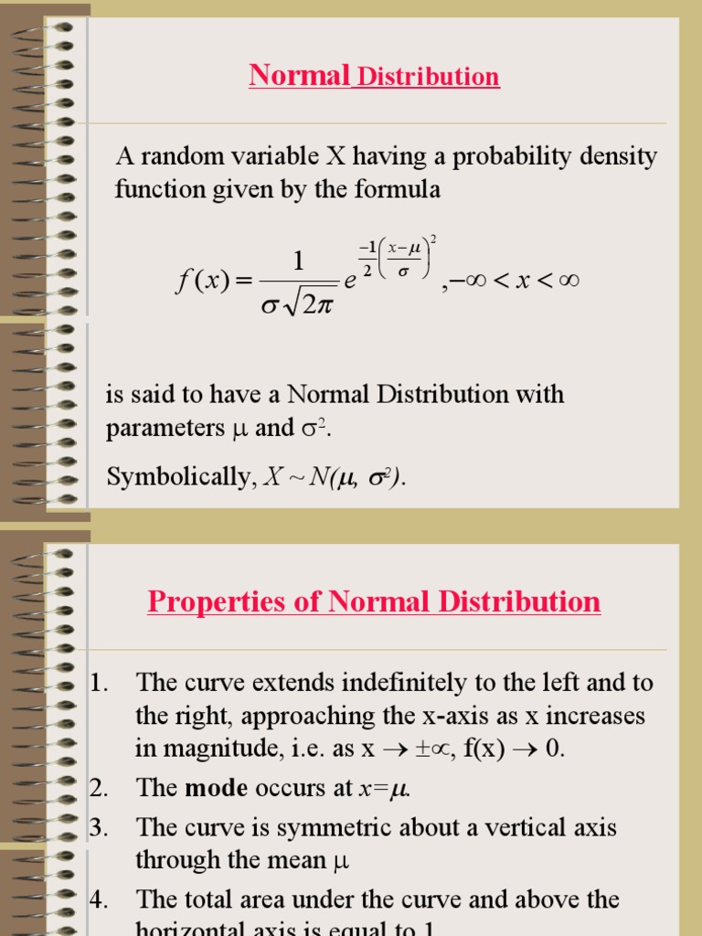 Normal: A Random Variable X Having A Probability Density Function Given ...